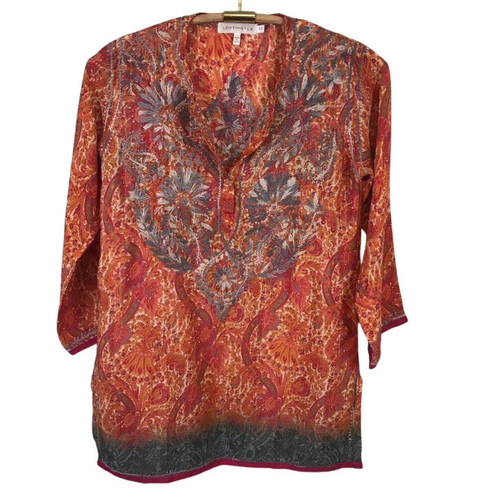 Love Kyla Paisley Inspired Tunic Top SZ XS